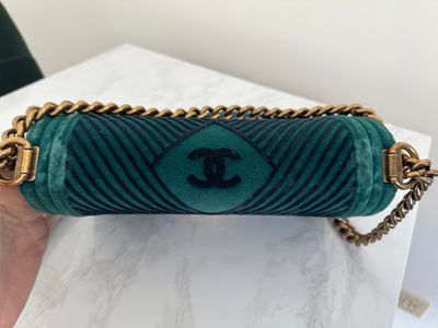 Chanel Paris-Cosmopolite medium chevron velvet boy bag